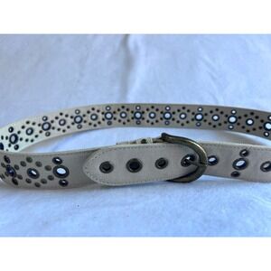 Khaki Cotton Studded Grommet Belt Size M Women RL4450